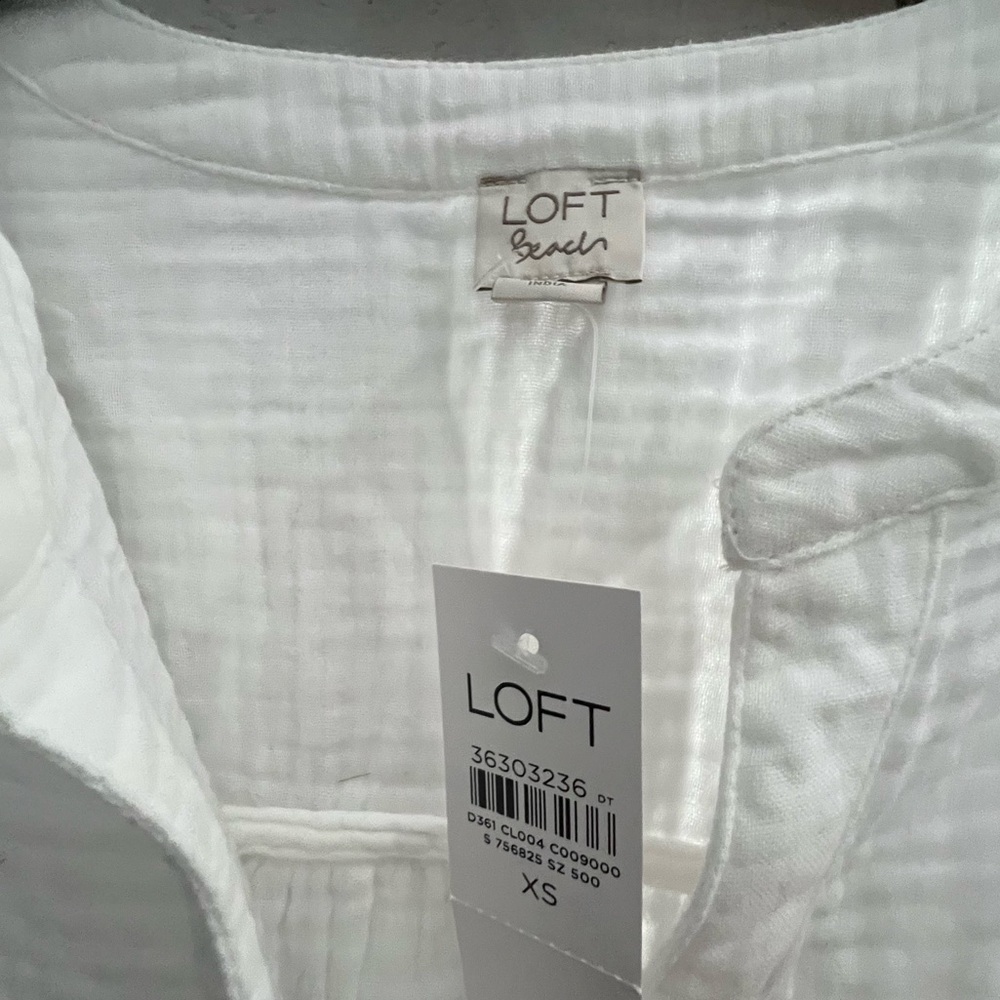 LOFT Beach Triple Cloth Short Sleeve Maxi Dress White XS NWT - Picture 5 of 5